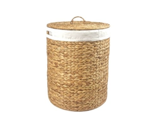 Top-tier Round Water Hyacinth Hamper with Lid and Liner